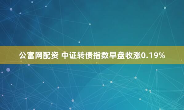 公富网配资 中证转债指数早盘收涨0.19%